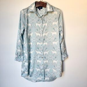 Rönner Blue Equestrian Horse Print Tunic/Shirt Dress